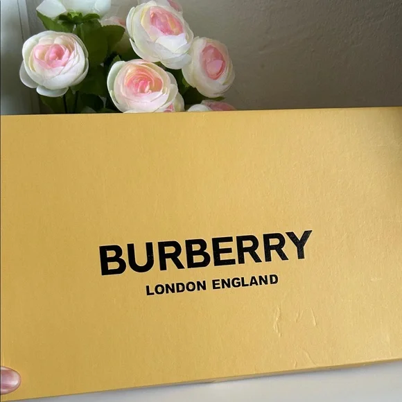 Burberry Classic Check Scarf in Beige and Red - Picture 5 of 7